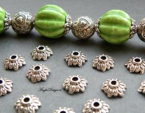 STORPACK Pärlhatt 8mm, antiksilver,12-bladig blomma, 100-pack