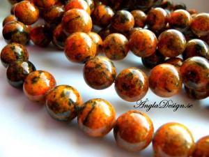 Chrysocolla rund orange/röd 12mm