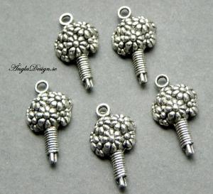 Berlock blomsterbukett, antiksilver, 5st