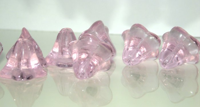 Änglakjol/blomma glas 12mm, klarrosa, 5st