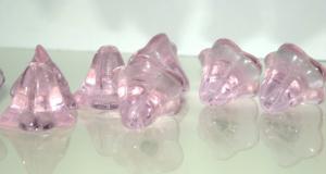 Änglakjol/blomma glas 12mm, klarrosa, 5st