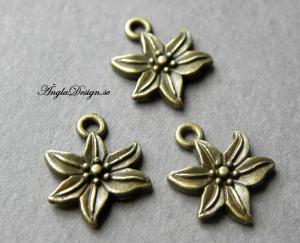 Berlock blomma lilja, brons, 10-pack