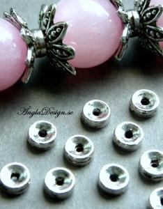 Pärlhatt/Mellandel antiksilver, dubbel, 20-pack