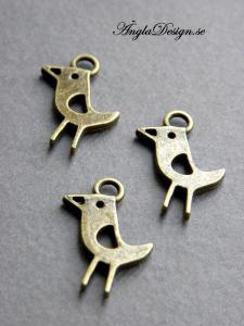 Berlock fågel brons, 3-pack