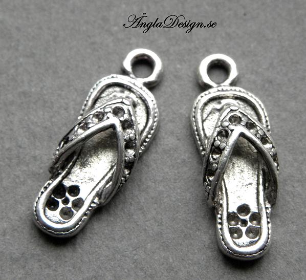 Berlock flipflop sandal, antiksilver, 2st