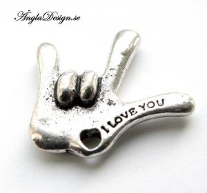 Berlock hand "i love you" antiksilver, 1st