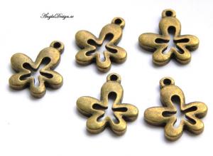 Berlock blomma siluett, brons, 5st