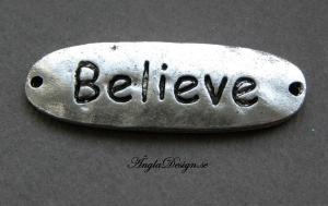 ANDRASORTERING! Connector " believe" antiksilver, 10st