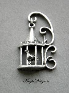 Hänge antiksilver,  fågel i bur, 1st