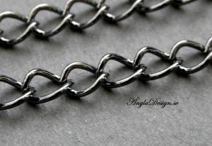 Kedja pansarlänk tjock svart/gunmetal 5mm bred, 1 meter