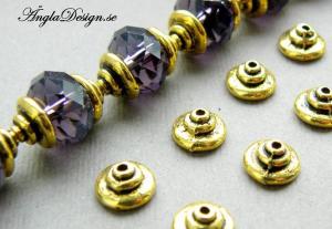 Pärlhatt antikguld, liten bulle 8,5mm, 30-pack