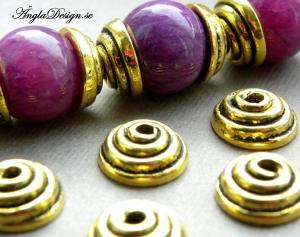 Pärlhatt antikguld, stor bulle 12,5mm, 10-pack