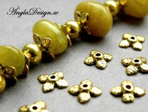 ANDRASORTERING Pärlhatt liten 8mm, löv, antikguld, 30-pack