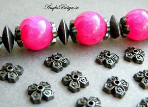 STORPACK, Pärlhatt 4-bladig blomma, 9mm, svart/gunmetal, 20st