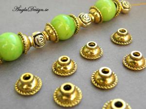 Pärlhatt antikguld 10mm, slät stilig, 20-pack