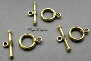 Togglelås antikguld, släta små, 5 set