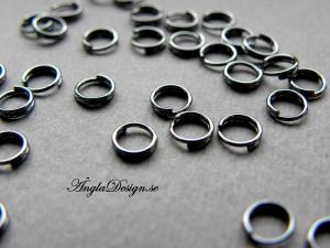 Splitringar, 5mm, svart/gunmetal, 50-pack