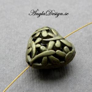 Mellandel brons, litet bulligt hjärta m trollsländor, 2-pack