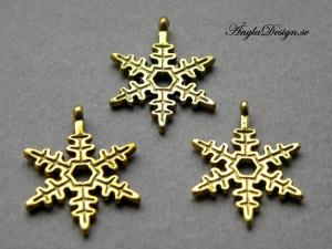 Berlock antikguld, snöstjärna, 3-pack