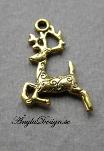 Berlock antikguld, skuttande ren, 3-pack