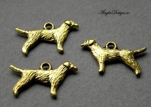 Berlock antikguld, hund / vovve 3-pack