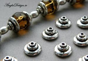 Pärlhatt antiksilver, liten bulle 8,5mm, 30-pack