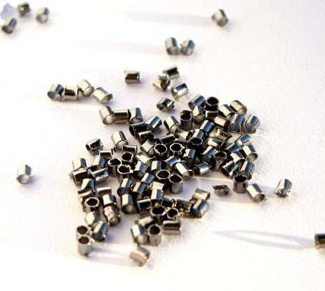 Klämpärlor tub - Svarta/gunmetall  50-pack