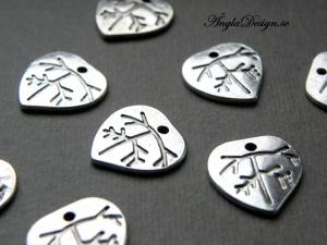 Berlock bulligt löv, antiksilver, 10st