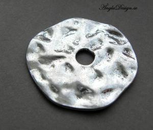Hänge antiksilver, 4cm,  runt vågigt, 1st