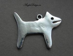 Berlock antiksilver, rolig hund 35mm, 1st