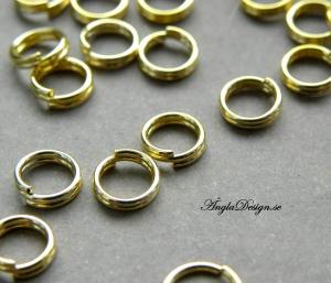 Splitringar guldfärgade, 6mm, 50-pack