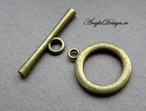 Togglelås slät brons, stort 21mm, 2-pack