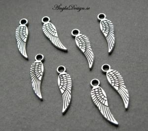 Berlock antiksilver, mini vinge, 19mm, 20-pack