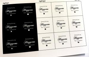 Budskap/text "Everything happens..." 25mm ark med 5st rutor