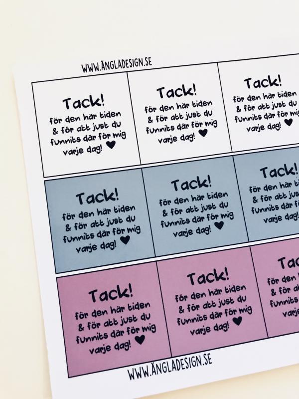 Textark ”tack för den här tiden..” för 25mm, 5 rutor