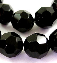 Glaspärla fasetterad rund  12mm svart, 20-pack