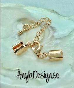 Mocka/Läder fäste inkl. förläningskedja och lås, roséfärgade, 1st