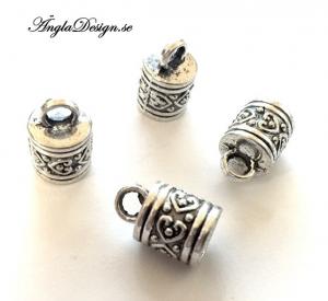 Fästen, avslut antiksilver, mönstrade, 4-pack