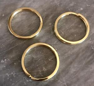 Nyckelring 25mm guldfärgade, 3-pack