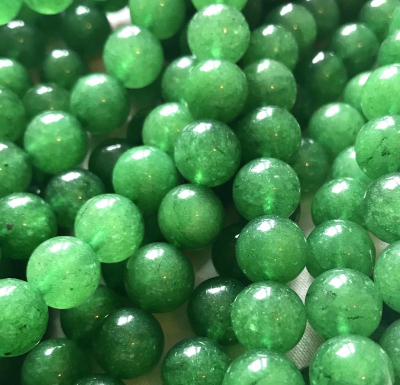 Jade rund, 10mm, grön, 1sträng