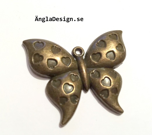 Hänge brons vacker fjäril med hjärtan, 2-pack