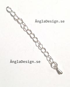 Förlängningskedja ljust silver med droppe, 5st