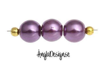 Vaxade glaspärlor 10mm, lila 1sträng