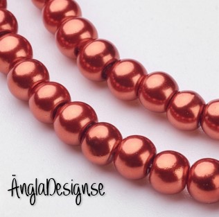 Vaxade glaspärlor 4mm, koppar 1 sträng