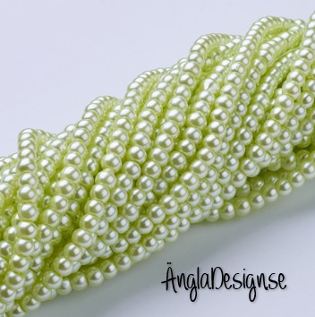 Vaxade glaspärlor 4mm, ljus grön 1 sträng