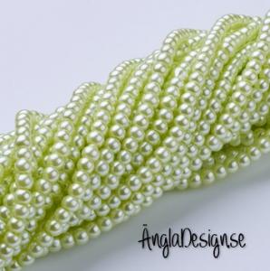 Vaxade glaspärlor 4mm, ljus grön 1 sträng