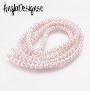Vaxade glaspärlor 4mm, ljusrosa 1 sträng