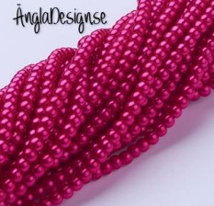 Vaxade glaspärlor 4mm, mörk cerise 1 sträng