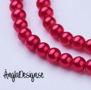 Vaxade glaspärlor 4mm, röd 1 sträng