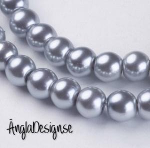 Vaxade glaspärlor 6 mm, grå 1 sträng